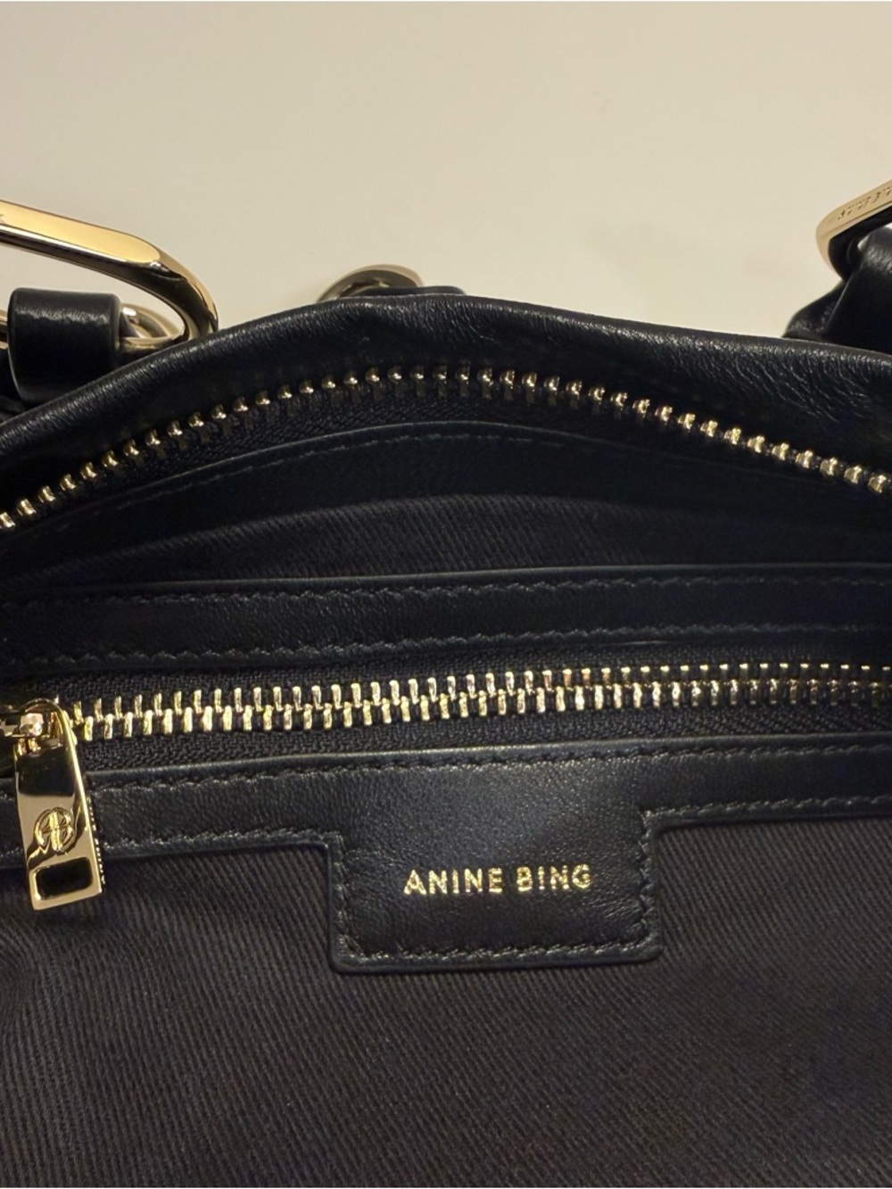 Anine Bing Kate Small Leather Shoulder Bag Black AB Logo Chain Strap - Picture 15 of 16